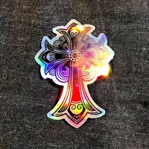 CROSS Metallic Prismatic Rainbow Reflective Sticker